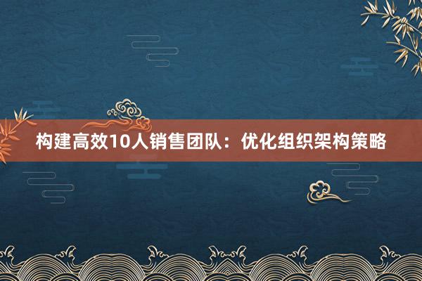 构建高效10人销售团队：优化组织架构策略