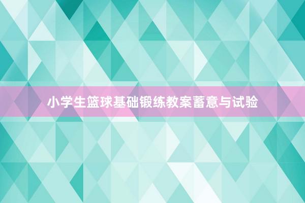 小学生篮球基础锻练教案蓄意与试验